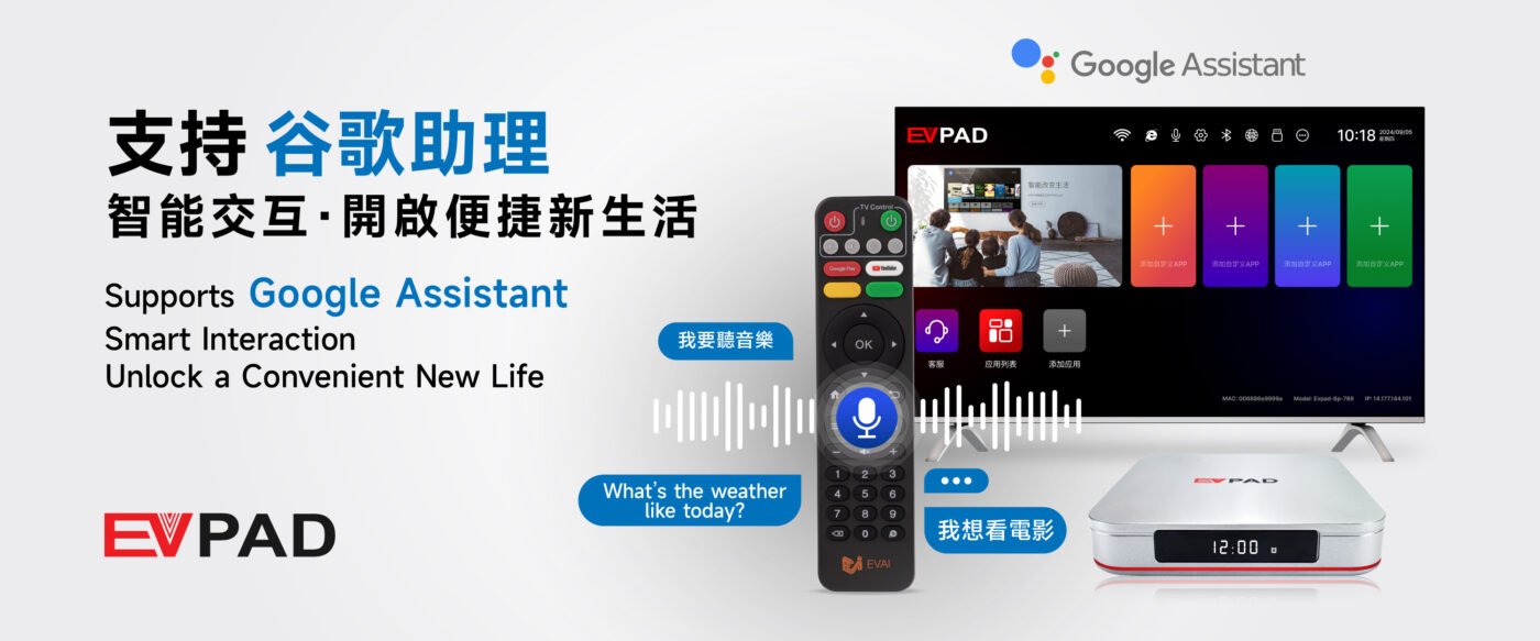 EVPAD 12S Google 語音助理宣傳圖